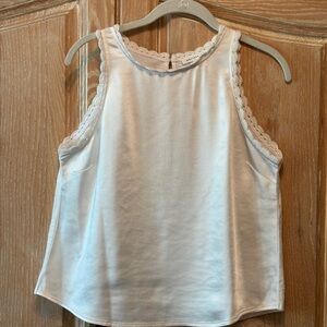 MELISSA NEPTON Off White Tank Top with Crochet Trim